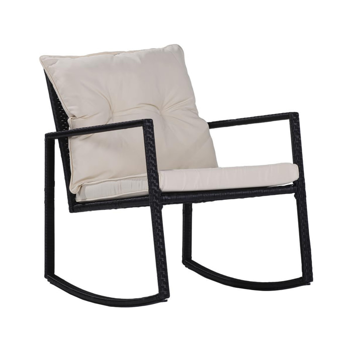 Salon de jardin avec  2 fauteuils à bascule "Sami" - Noir/beige
