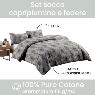 Set copripiumino una piazza e mezza in cotone con sacco e federa, morbido e traspirante, leggero e resistente 118 g/m², ideale per uso quotidiano, certificato OEKO-TEX, facile da lavare, comfort naturale e praticità per la biancheria da letto