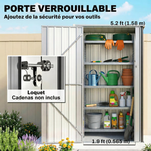 Abri de jardin 0,69 m² - cabanon porte verrouillable - tôle d'acier ondulé gris anthracite