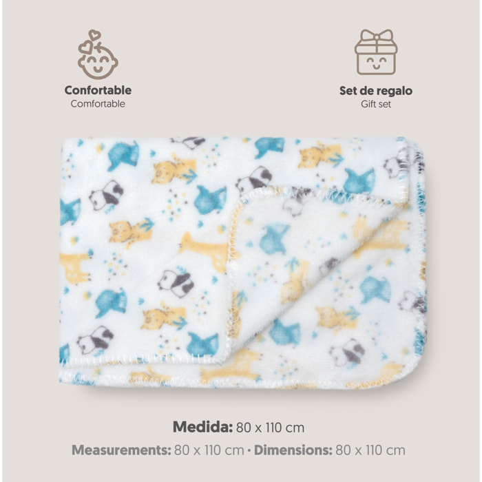 Manta Estampada Animales Gris