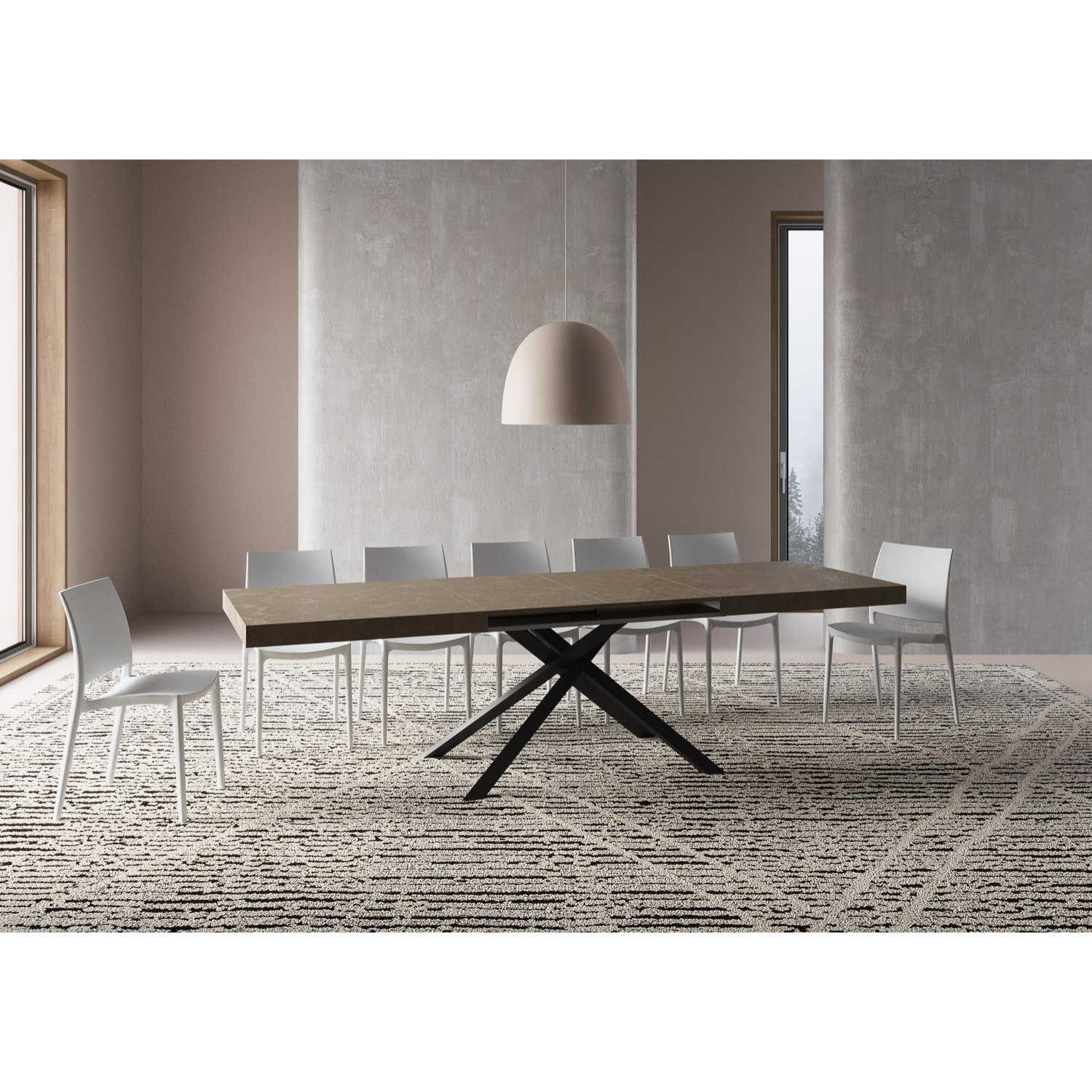 Table extensible 90x180/440 cm Karida taupe pieds anthracite