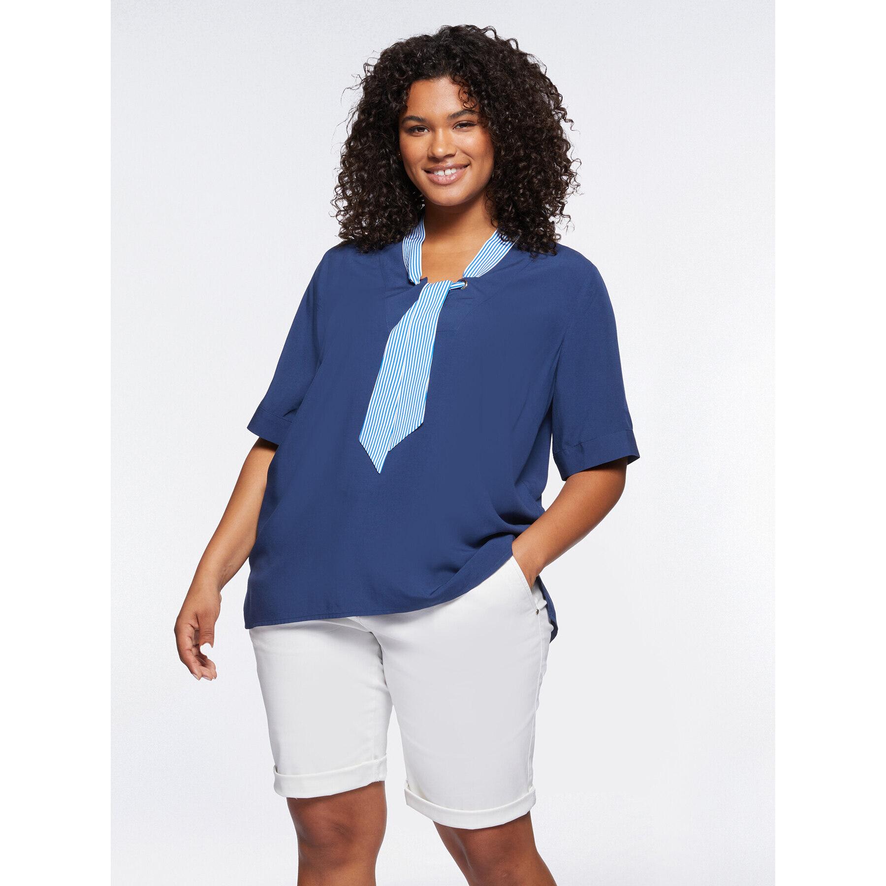 Fiorella Rubino - Blusa con ojales de viscosa ECOVERO™ - Azul