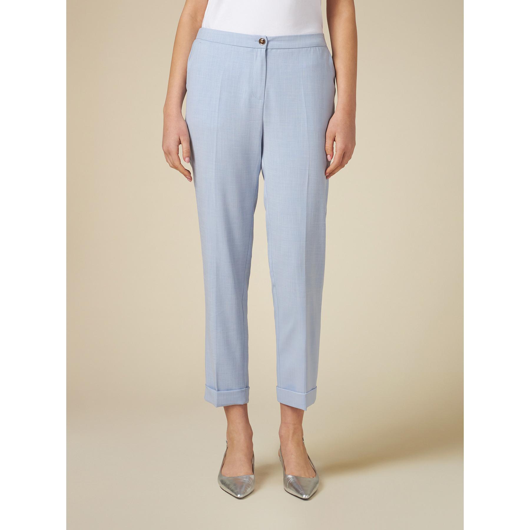 Oltre - Pantalones pitillo con bajo vuelto - Light - blue