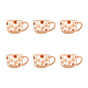 Lot de 6 jumbos en grès avec motifs à fleurs MARGUERITE