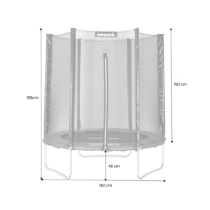 Trampoline rond Ø 180cm vert avec son filet de protection - Cassiopée - Trampoline de jardin 2m| Qualité PRO. | Normes EU.