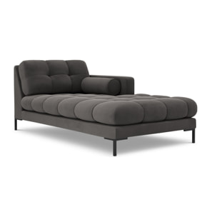 Méridienne droite "Bali" en velours gris foncé