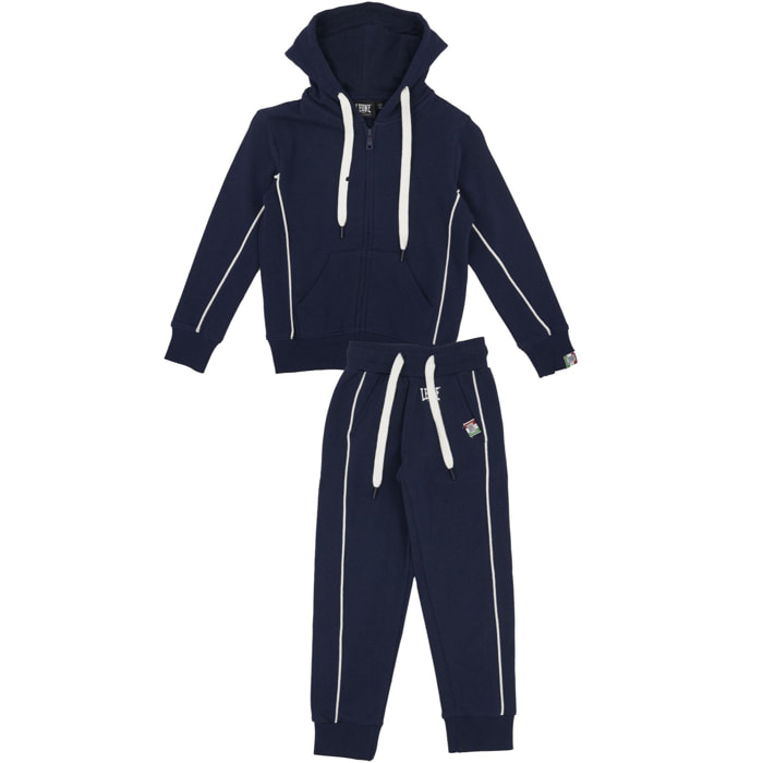 Tuta da bambino con cappuccio logato e full zip Basic