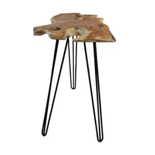 Table de bar haute en bois de teck et pieds filaire en métal noir - SONGA