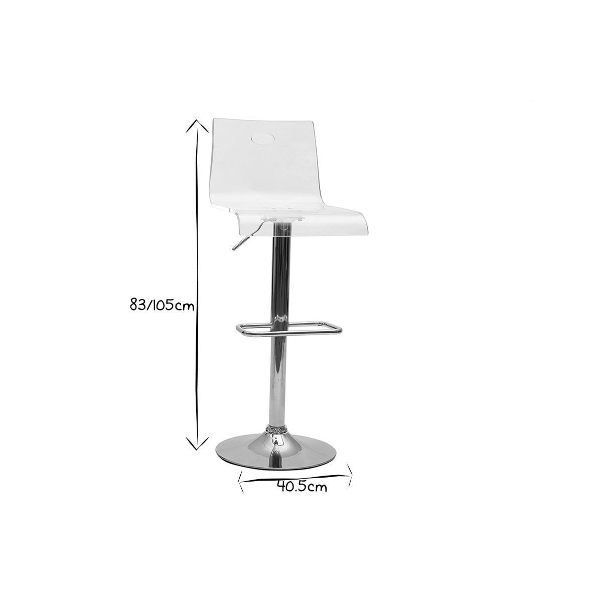 Tabouret de bar design en plexiglas transparent (lot de 2) SATURNE