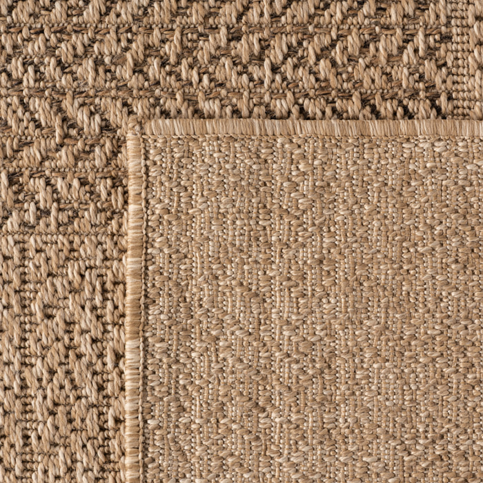LINORA - Tapis intérieur/extérieur beige effet jute à motif damier