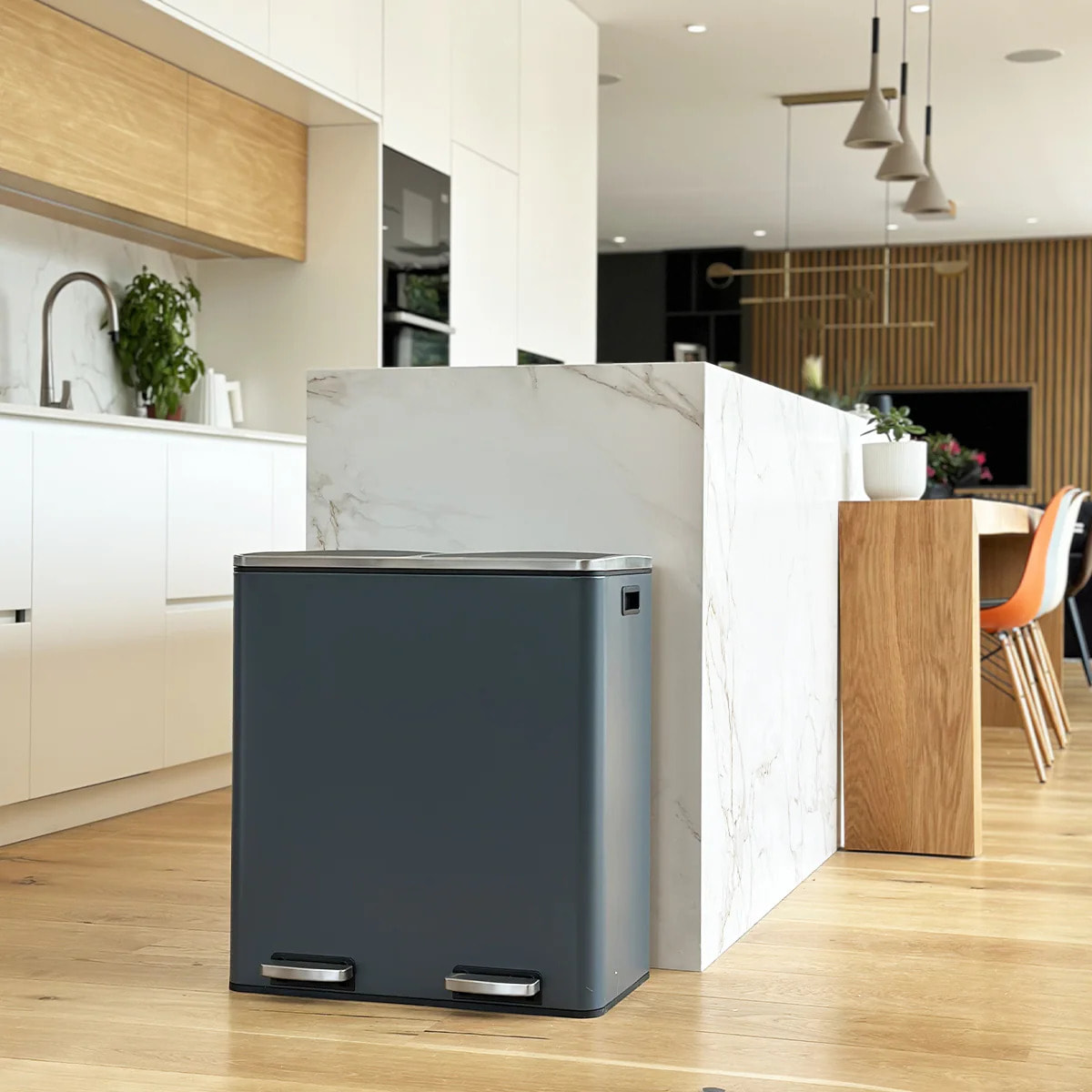 Poubelle pédale tri sélectif MAJOR gris 60L