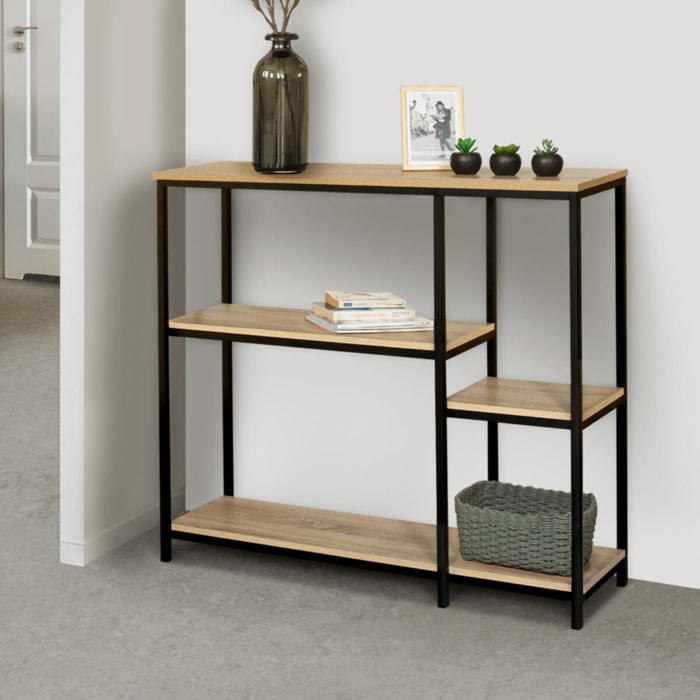 Console d'entrée Memphis avec étagères en quinconce