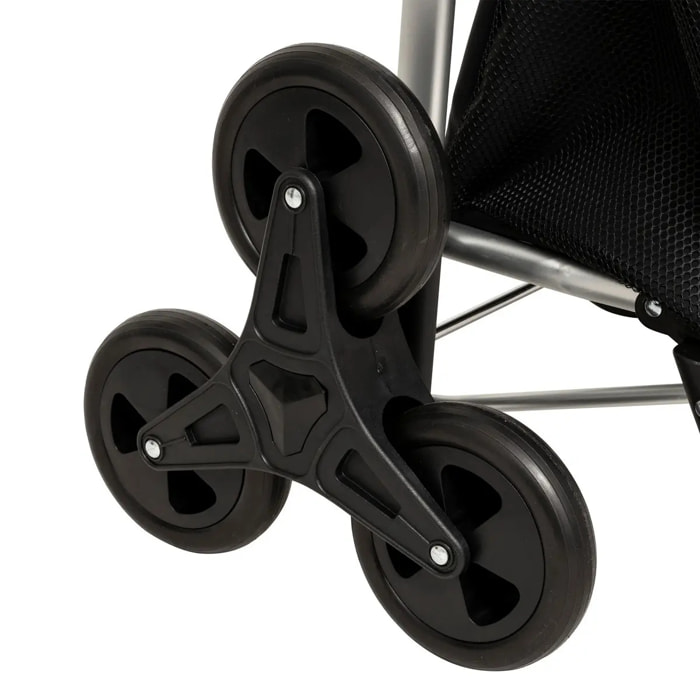 Chariot de course pliable noir 6 roues 36L