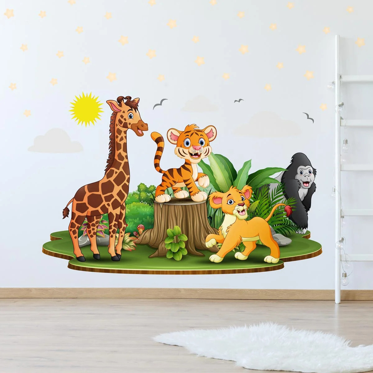 Sticker mural - Ambiance Sticker - ANIMAUX BÉBÉS D'AFRIQUE - 110x165cm