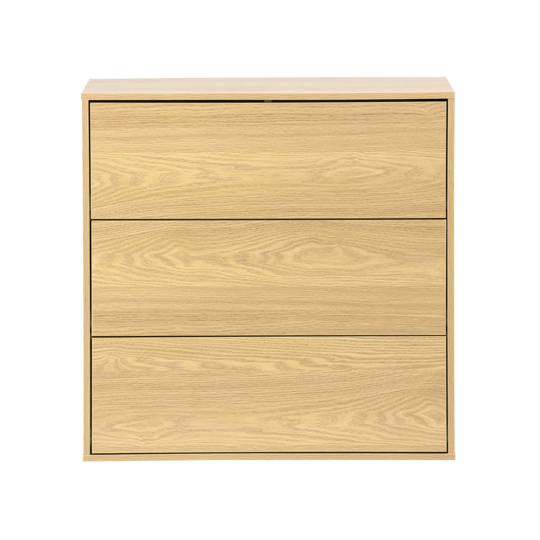 Commode. module de rangement décor bois chêne 3 tiroirs - Kompo