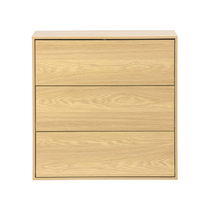 Commode. module de rangement décor bois chêne 3 tiroirs - Kompo