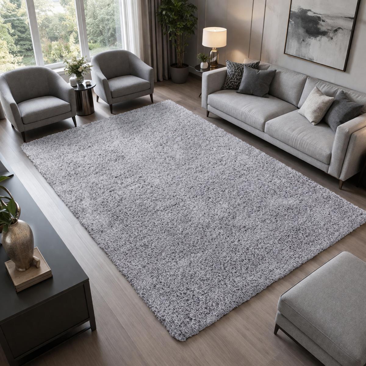 Tapis poils longs shaggy tissé motif uni ZASIVE
