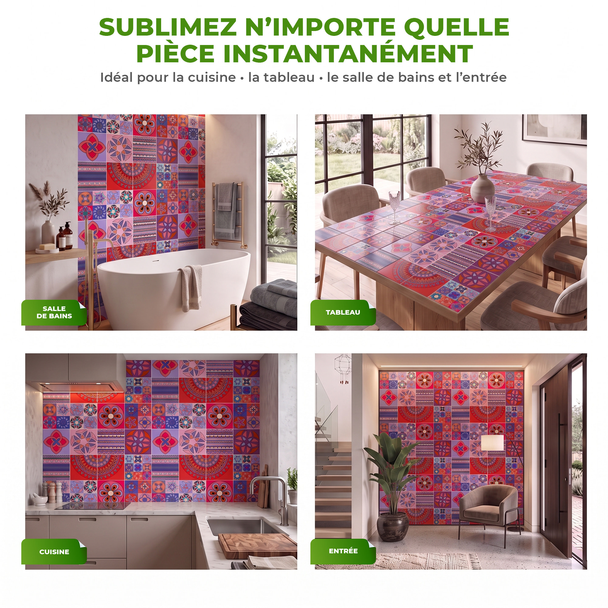 Stickers muraux - Sticker Mural Carrelage adhésif Cuisine Salle de Bain - 12 STICKERS CARRELAGES AZULEJOS TAJ MAHAL