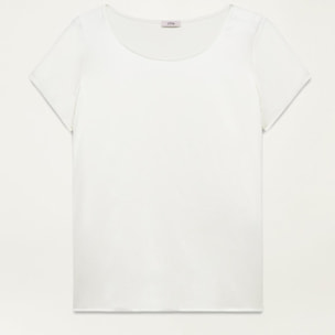 Oltre - Blusa de manga corta en raso - Blanco