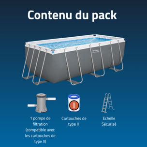 Bestway Piscine hors sol tubulaire rectangulaire Bestway Steel Pro MAX 412 x 201 x 122 cm gris