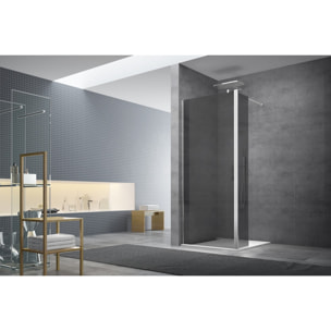 Paroi de douche à l'italienne 87x200cm Walk-in, verre fumé (WI90KS)