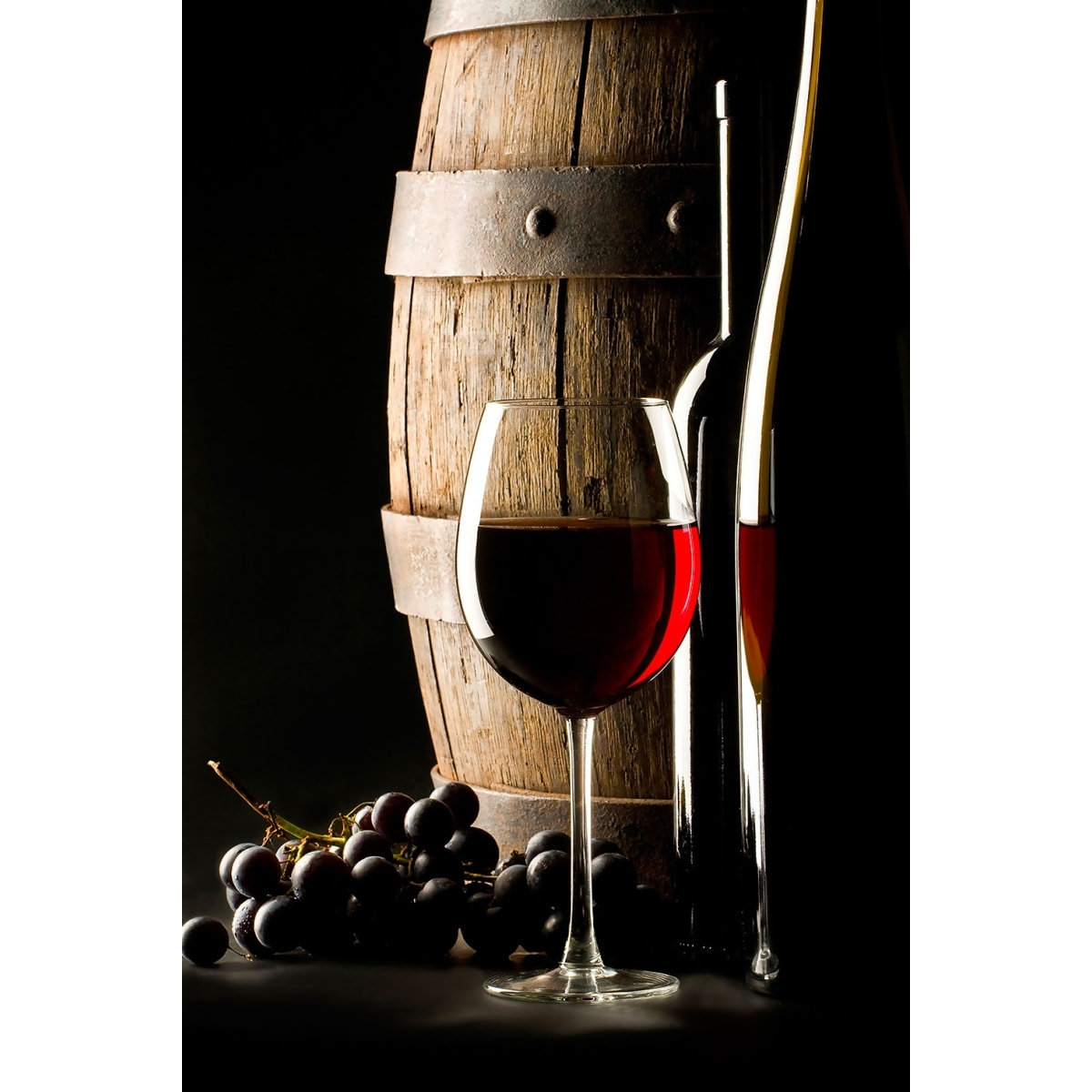 Tableau tonneau et verre de vin rouge Tableau alu Dibond