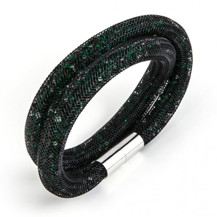 Pulsera Sira  verde Nailon y cristales de Swarovskien