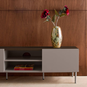 Meuble TV métal et décor bois 2 portes 140cm ASHTON