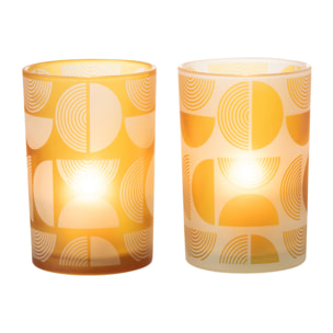 J-Line photophore Demi Cercles - verre - orange - large - 2 pcs