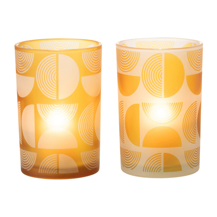 J-Line photophore Demi Cercles - verre - orange - large - 2 pcs