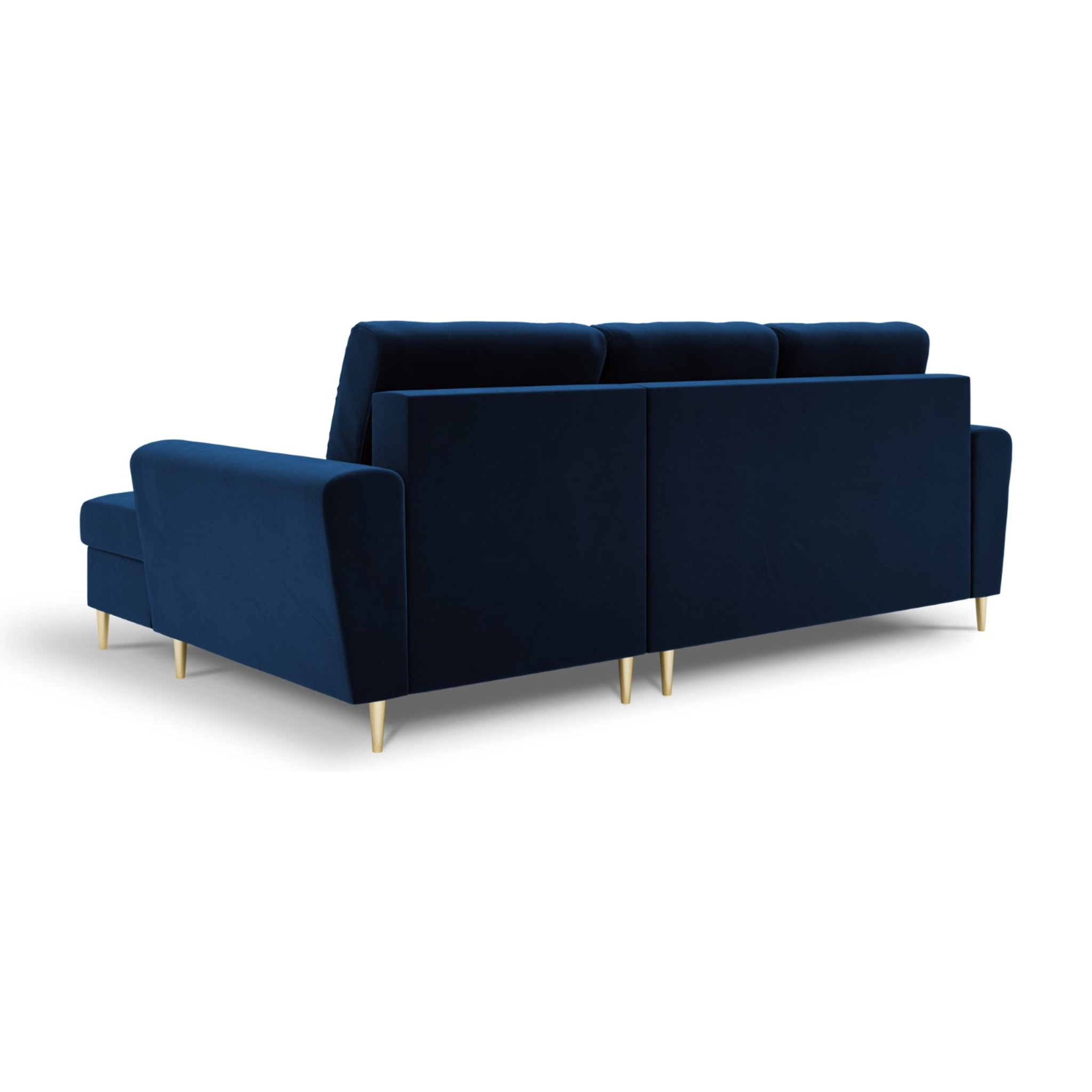 Canapé d'angle droit convertible avec coffre de rangement "Kyoto" 4 places en velours bleu roi
