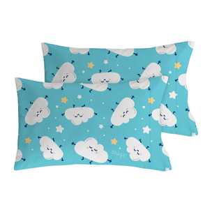 2 Fundas de almohada Mr.Wonderful Nubes 50x80 cm - 100% algodón -