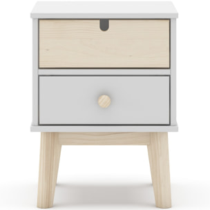 Table de chevet enfant 2 tiroirs en bois - LUCY