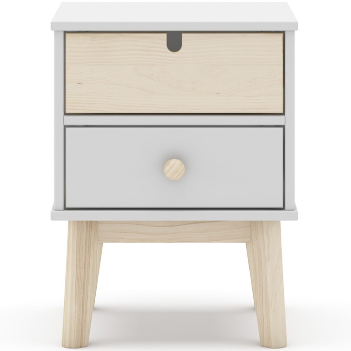 Table de chevet enfant 2 tiroirs en bois - LUCY