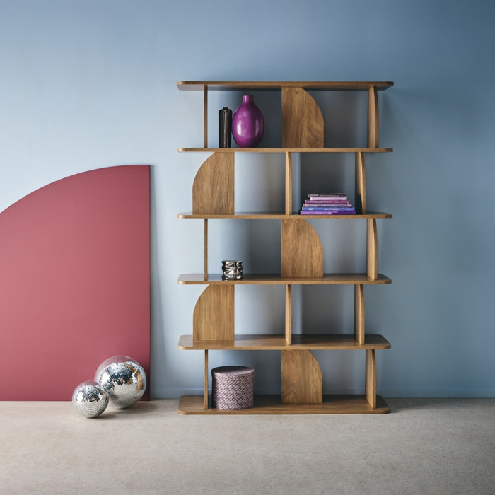 Etagère, bibliothèque exotique décor bois 5 niveaux  ALVA