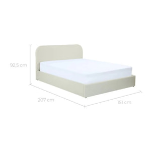 Lit double avec coffre 140x190 cm en tissu gris/beige - Tilly