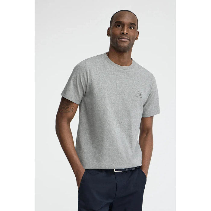 Maglietta grigio vigorè dal fit dritto con toppa Polo Club