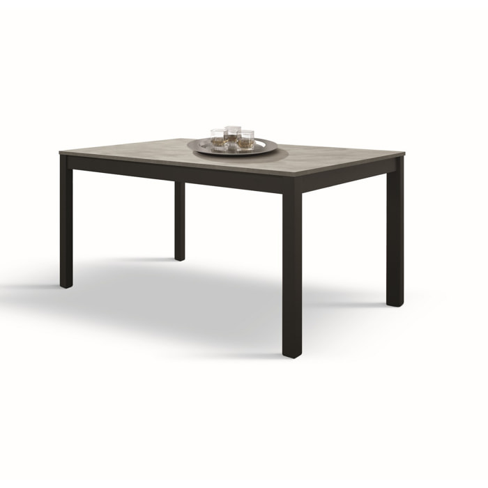 Tavolo TROPEA in legno, finitura grigio cemento e metallo verniciato antracite, allungabile 140x80 cm - 190x80 cm
