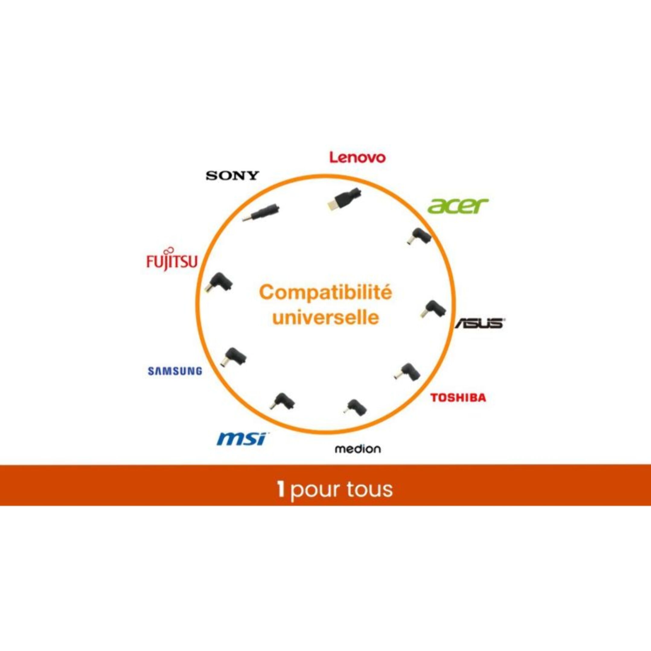 Chargeur ordinateur portable ESSENTIELB PC 65W universel + 9 embouts