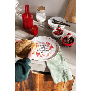 J-Line plat Père Noël + Bonhomme de Neige Dolomite - céramique - mix - 2 pcs