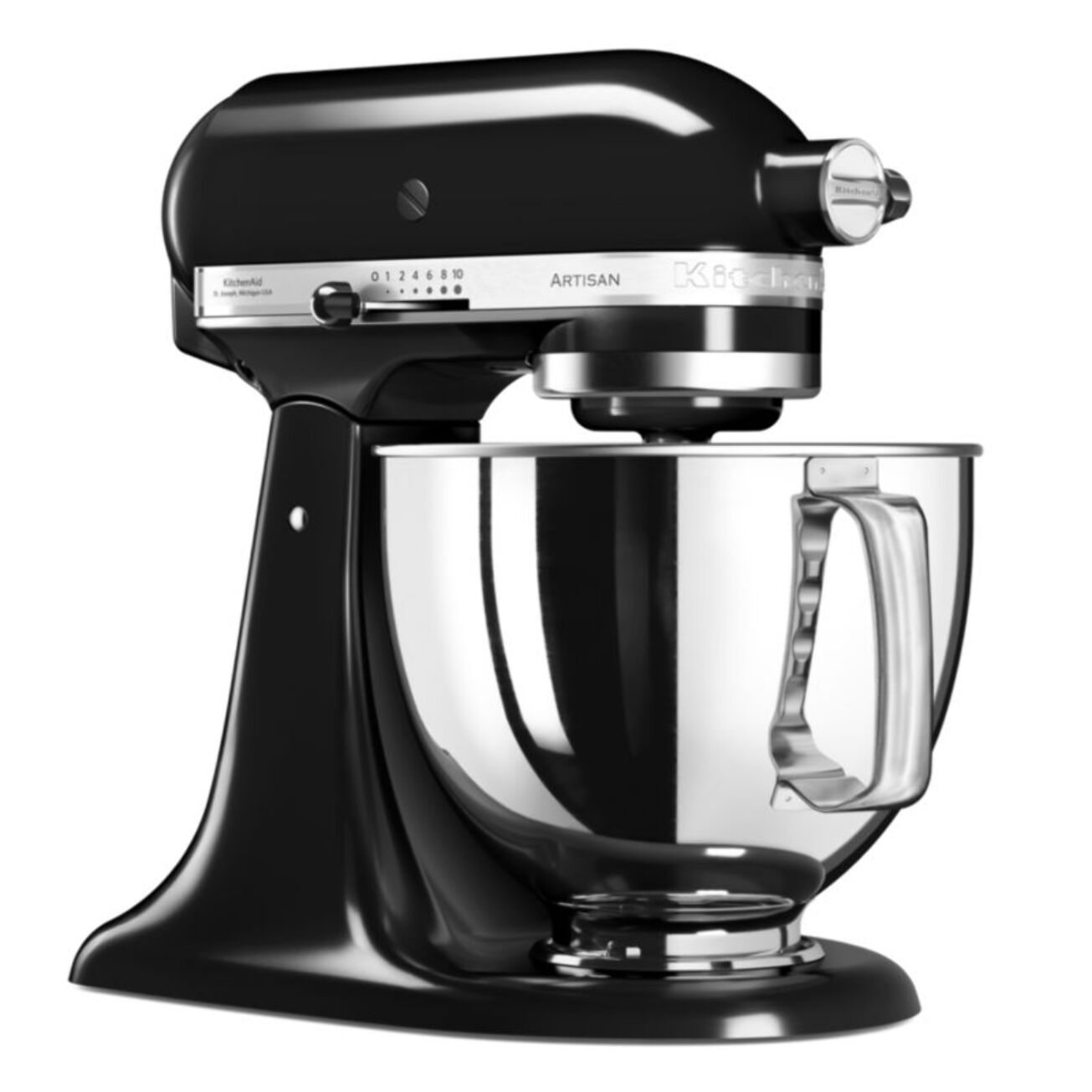 Robot pâtissier KITCHENAID 5KSM125EOB Artisan Noir Onyx,  4,8 L, bol avec poignée, 300 watts