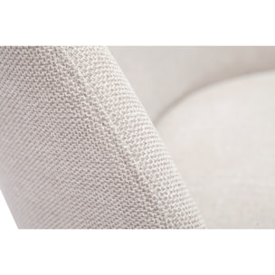 Fauteuil design en tissu effet velours texturé beige et métal noir BREGO