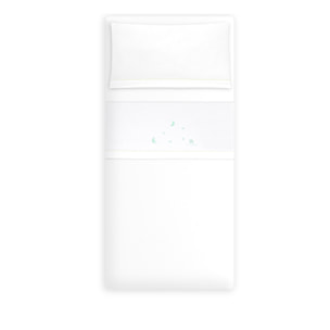 Triptico Cuna 100% Alg Don Algodon Estrellas Luna+ Peine y Cepillo Bco/Verde