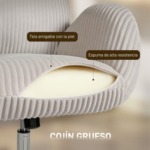 Silla de Oficina Piernas Cruzadas, Silla de Escritorio con Reposabrazos, Respaldo Alto, Reposacabezas Regulable, Ruedas, Altura Ajustable, Giratoria, Función Basculante, Tapizada en Pana, Gris