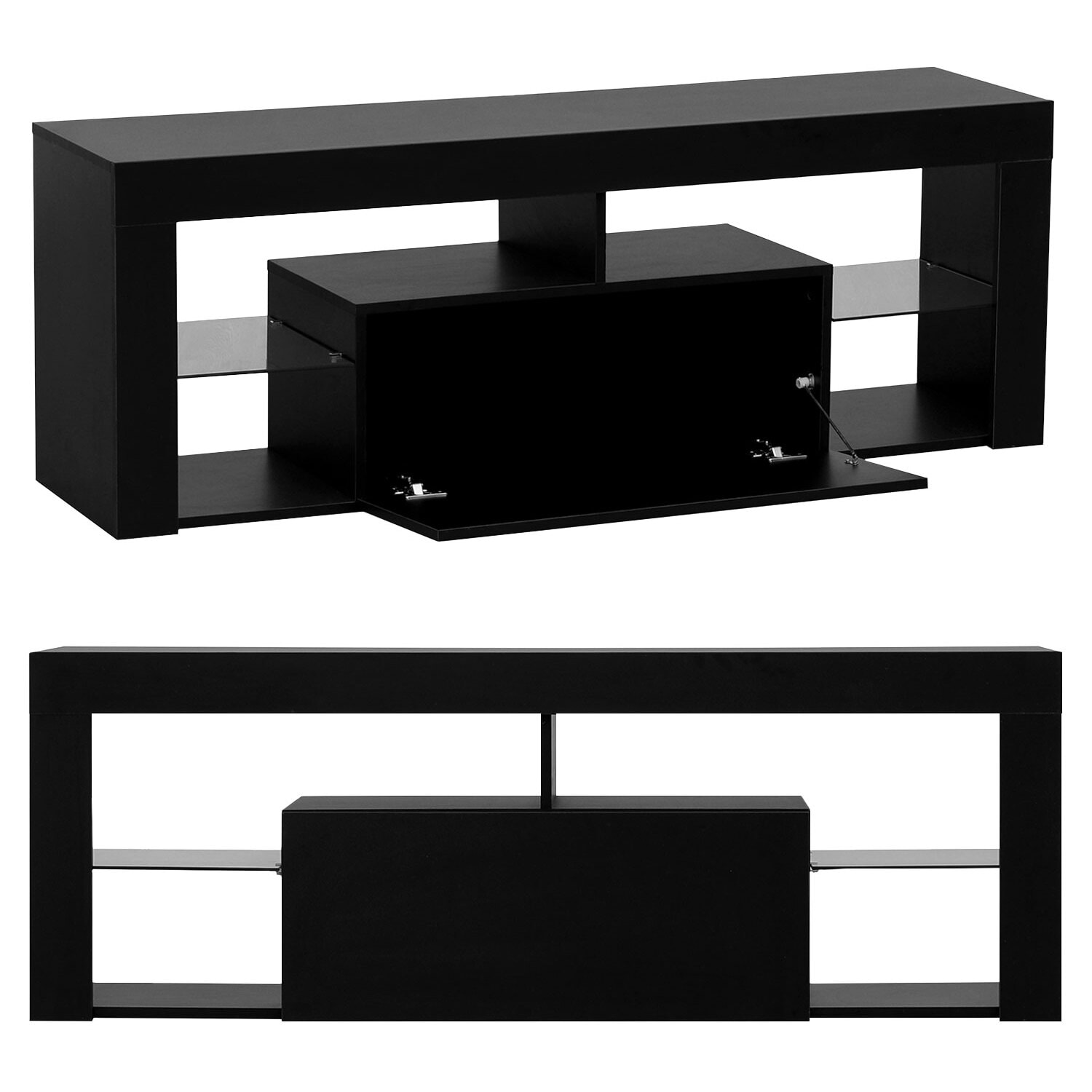 Meuble TV 140cm noir à LED DARYL