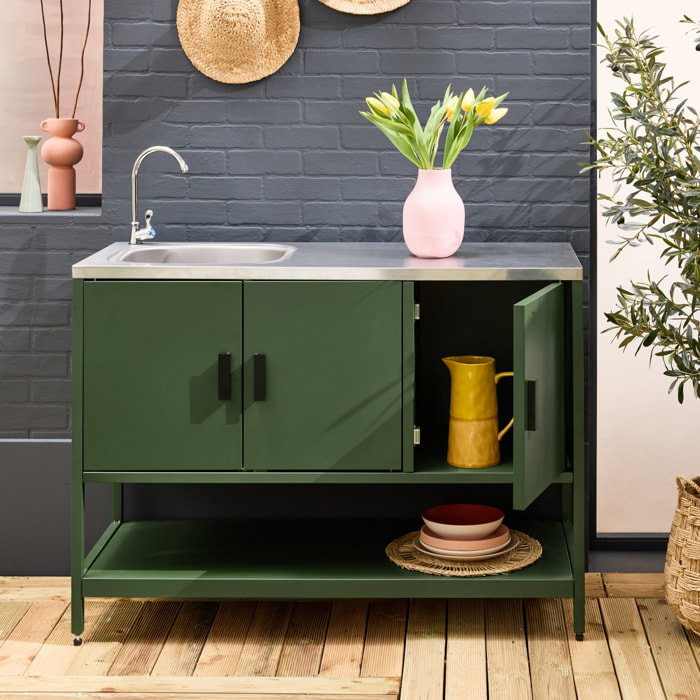 Module de cuisine extérieure acier avec évier L120cm NAXOS