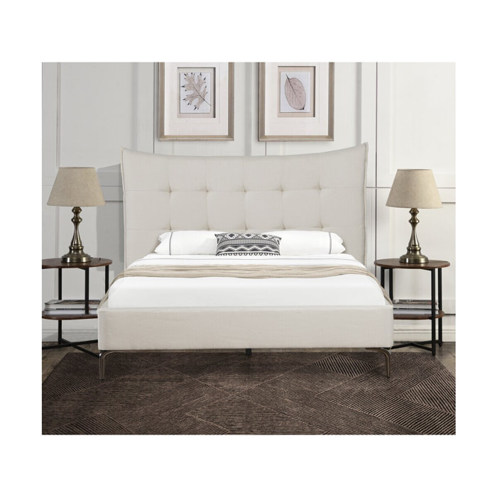 Lit double en tissu capitonné " Aspen" 160 x 200 cm - Beige