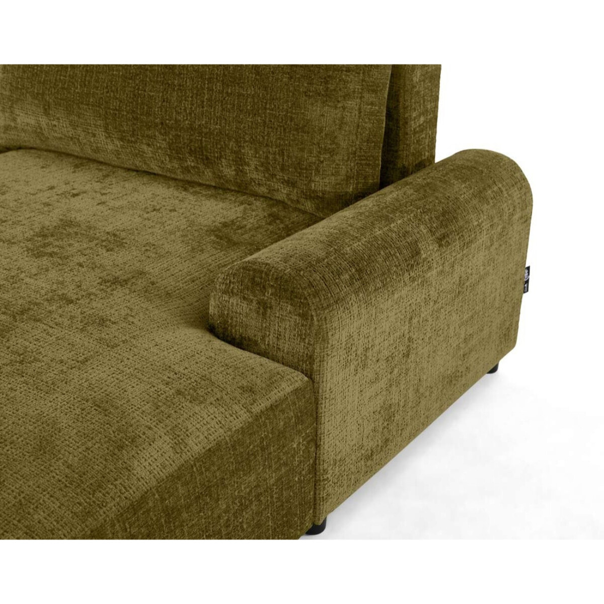Nelly - canapé d'angle droit 4 places convertible avec coffre en velours texturé - Vert Olive
