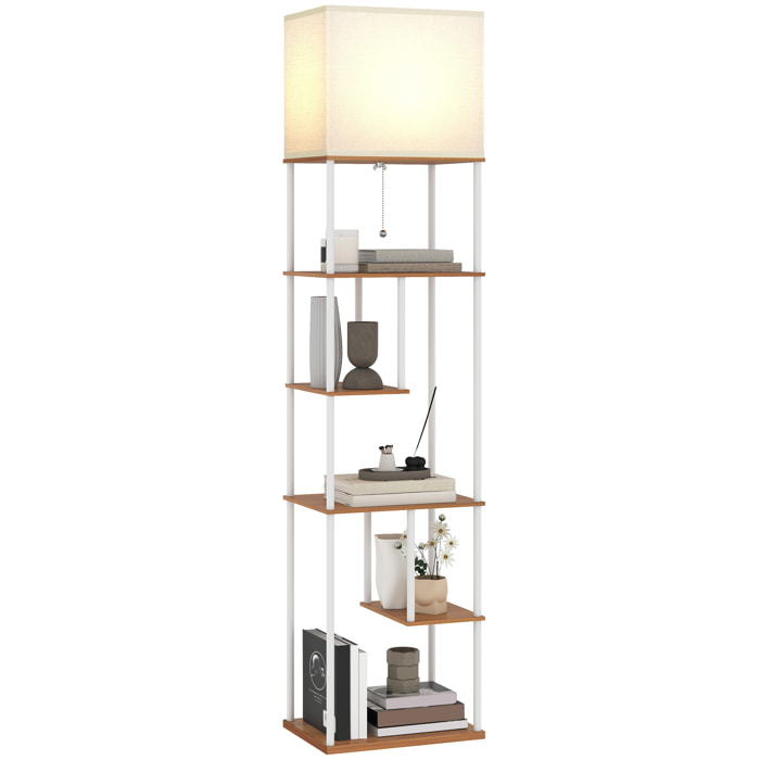 Lámpara de Pie con Estantes, Lámpara Salón con Brillo y Temperaturas de Color Ajustable 3000K-6500K, Control Remoto, Bombilla E27, Temporizador, para Dormitorio, Oficina, Decoración, Natural