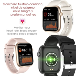 Smartwatch QX7 Pro Chiamate Bluetooth, più di 100 modalità sportive. Monitor per cuore, O2, glucosio e pressione arteriosa.